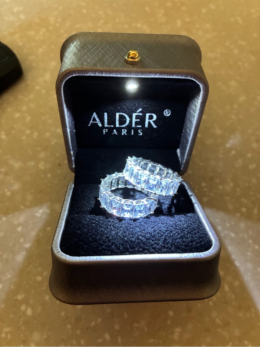 Alder Paris Clear Crystal Eternity Ring - Sparkling Silver Tone